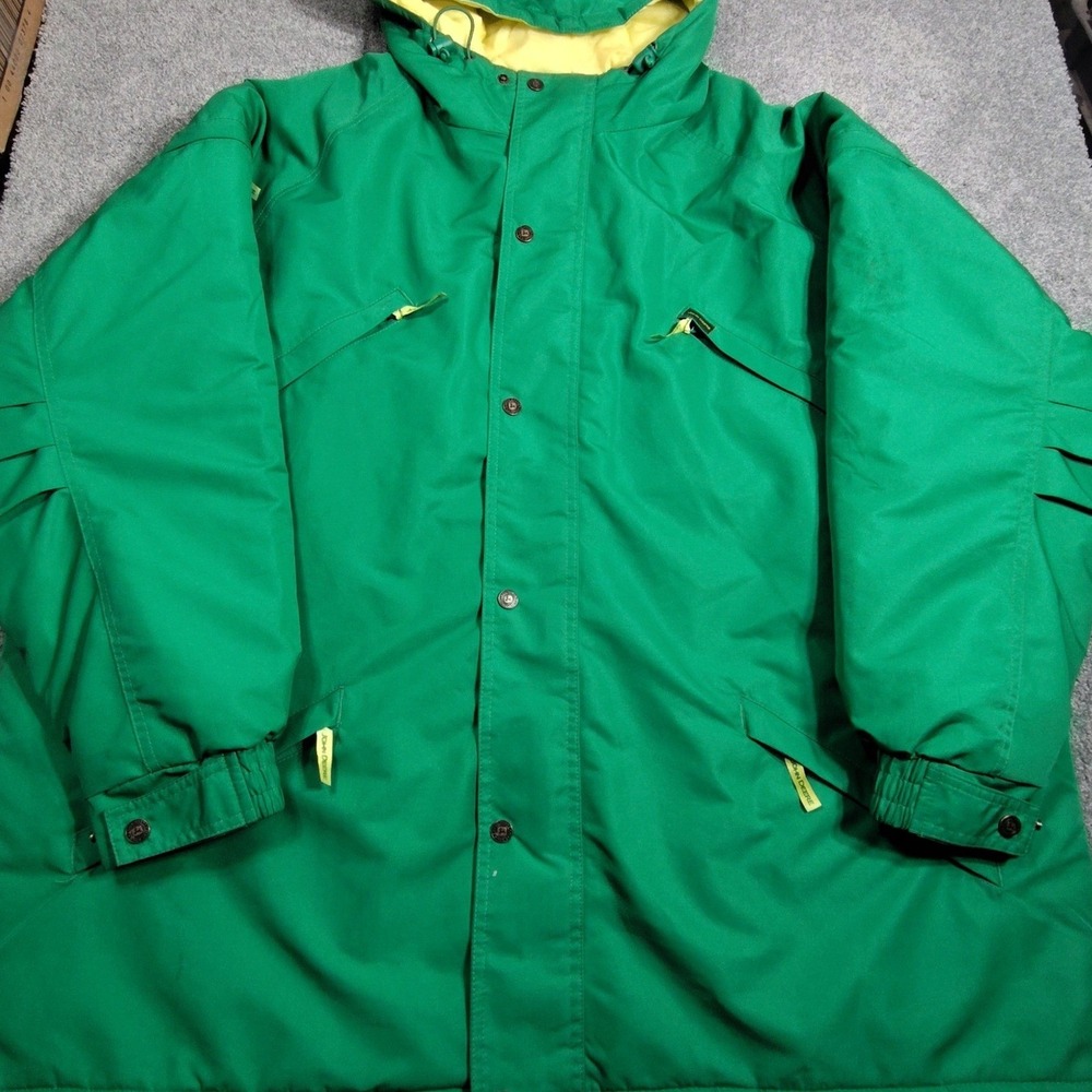 John Deere Mens 2XL Green Hooded Quilted Lined Parka Jacket Heavyweight Coat